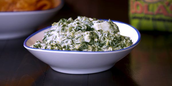 Creamed spinach from menu at Lola's restaurant in Tyler Texas