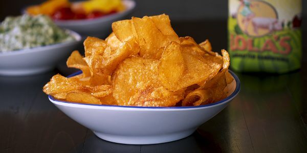 Hand-cut potato chips from menu at Lola's restaurant in Tyler Texas